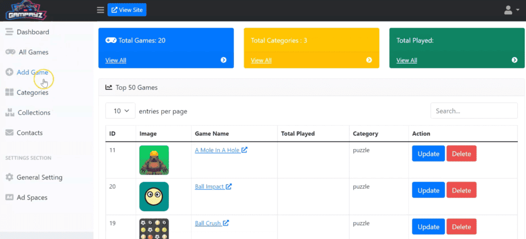 gampayz dashboard and members area