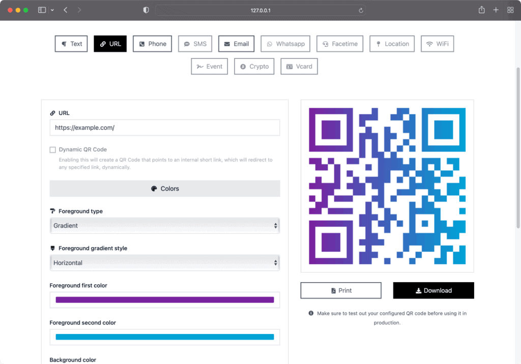 Secret Traffic Code gradient qr code 