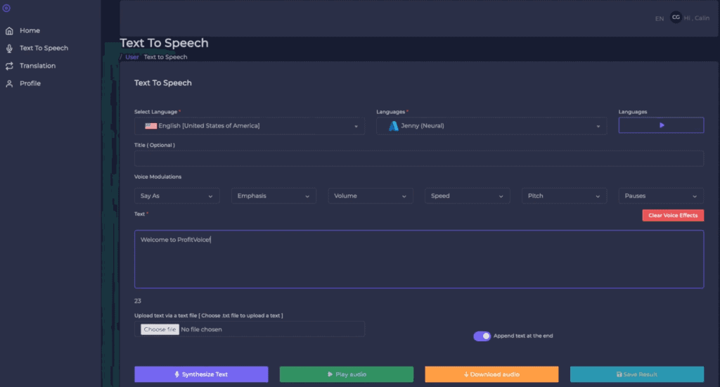 profit voice members area dashoard