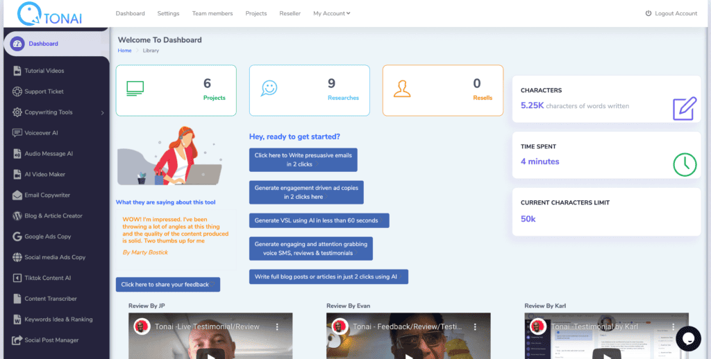 tonai members dashboard