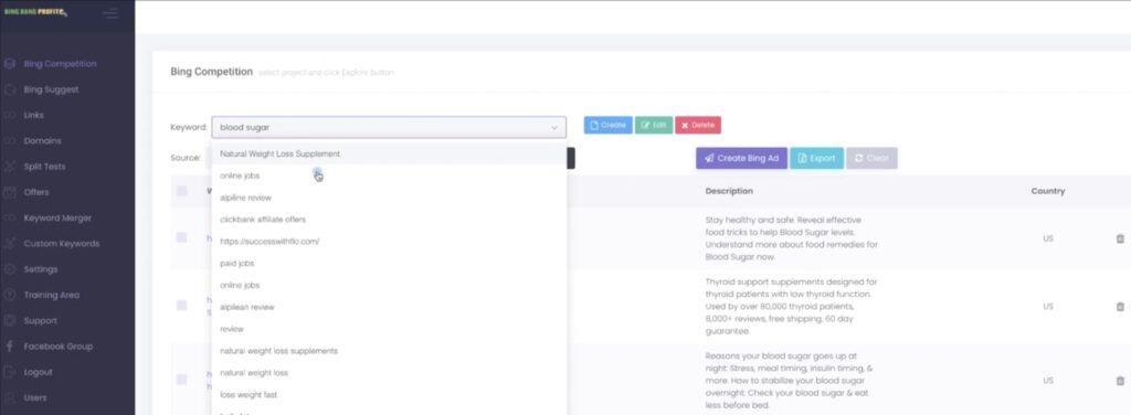 bing bang profits ai members area