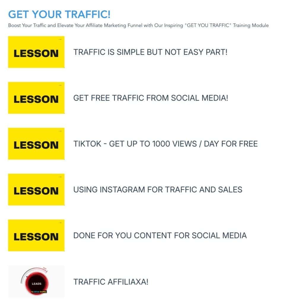 Affiliaxa Review - The #1 Side Hustle To Create Freedom Lifestyle affiliaxa traffic module